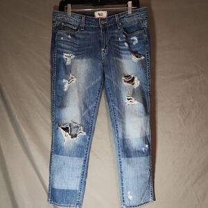 PAIGE Light Blue Distressed Ankle Jeans